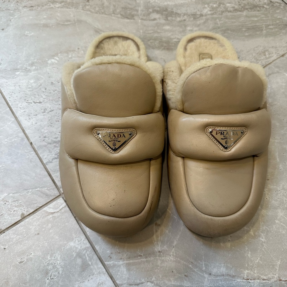 Prada shearling slide